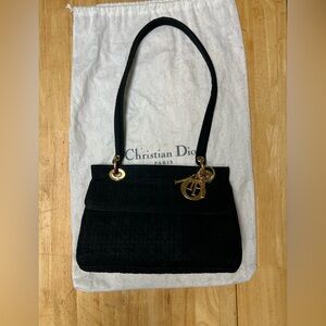 Vintage Dior Lady Dior Cannage Quilted Canvas in Black